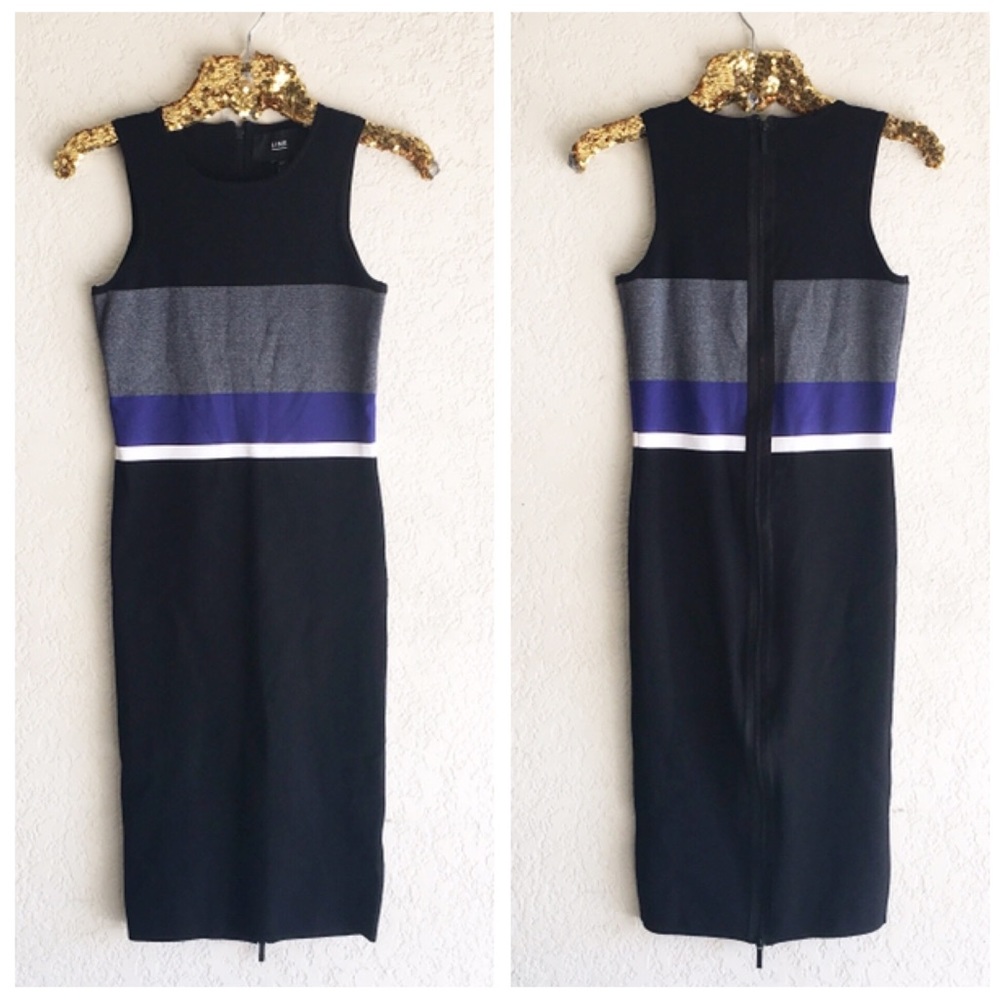 LINE Midi Knit Colorblock Dress